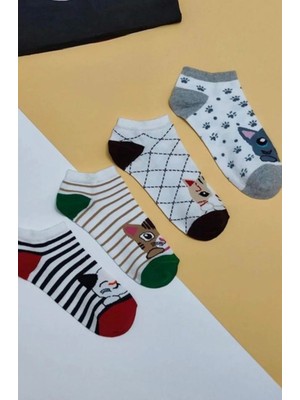 Bemp 4’lü Kedi Desenli 35-39 Numara Kadın Patik Çorap