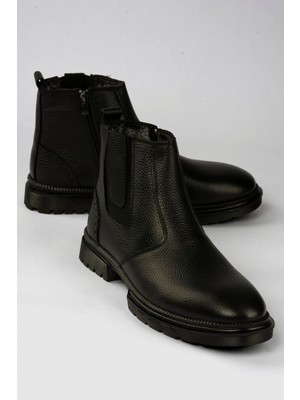 Mubiano Erkek Hakiki Deri Bot Içi Tüylü Chelsea Boreas Siyah