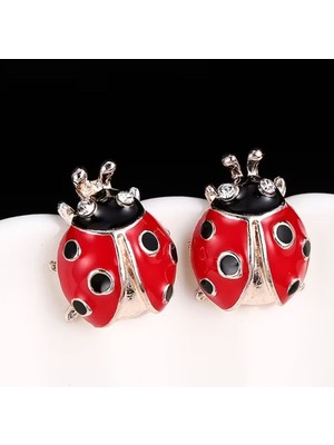 By Lily Şans Getiren Uğurböceği Küpe, Kırmızı, Şık, Günlük Kullanıma Uygun