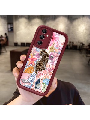 HONTINGA Samsung Galaxy A14 5g ile Uyumlu Kılıfı Düşüme Önleyici Basitlik Anti Düşme Kamera Korumali Süs Eşyası Bordo Desen Yumuşak Silikon Telefon Kılıfı Kadın ve Erkek Için Uygundur K2-7133