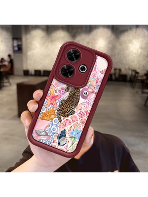HONTINGA Poco M6 ile Uyumlu Kılıfı Düşüme Önleyici Basitlik Anti Düşme Kamera Korumali Süs Eşyası Bordo Desen Yumuşak Silikon Telefon Kılıfı Kadın ve Erkek Için Uygundur K2-7133