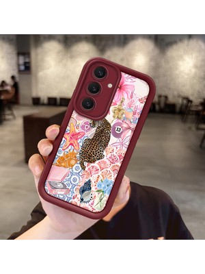 HONTINGA Samsung Galaxy S24 Plus ile Uyumlu Kılıfı Düşüme Önleyici Basitlik Anti Düşme Kamera Korumali Süs Eşyası Bordo Desen Yumuşak Silikon Telefon Kılıfı Kadın ve Erkek Için Uygundur K2-7133