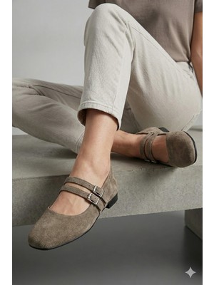 Nmoda Küt Burun Iki Tokalı Kadın Babet Rahat Günlük & Şık Ayakkabı