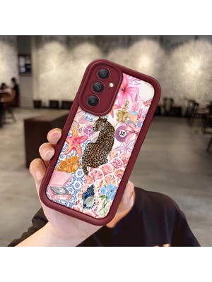 HONTINGA Samsung Galaxy A34 5g ile Uyumlu Kılıfı Düşüme Önleyici Basitlik Anti Düşme Kamera Korumali Süs Eşyası Bordo Desen Yumuşak Silikon Telefon Kılıfı Kadın ve Erkek Için Uygundur K2-7133