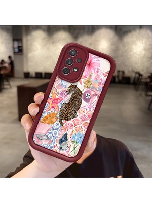 HONTINGA Samsung Galaxy A72 ile Uyumlu Kılıfı Düşüme Önleyici Basitlik Anti Düşme Kamera Korumali Süs Eşyası Bordo Desen Yumuşak Silikon Telefon Kılıfı Kadın ve Erkek Için Uygundur K2-7133