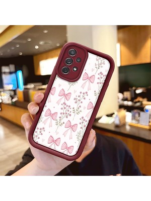 HONTINGA Samsung Galaxy A72 ile Uyumlu Kılıfı Düşüme Önleyici Basitlik Anti Düşme Kamera Korumali Süs Eşyası Bordo Desen Yumuşak Silikon Telefon Kılıfı Kadın ve Erkek Için Uygundur K2-7133