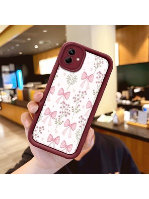 HONTINGA Samsung Galaxy A04 ile Uyumlu Kılıfı Düşüme Önleyici Basitlik Anti Düşme Kamera Korumali Süs Eşyası Bordo Desen Yumuşak Silikon Telefon Kılıfı Kadın ve Erkek Için Uygundur K2-7133