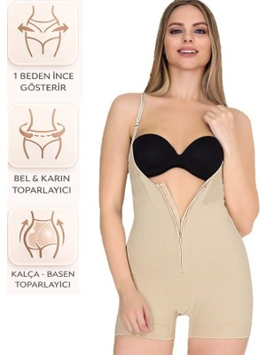 Bipamuk Kadın Ayarlanabilir Askılı Korse Kısa Paça Agraflı Bel ve Basen Toparlayıcı 1beden Ince Gösteren