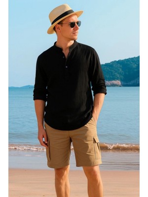 Marsilyan- Erkek Uzun Kollu Hakim Yaka Düğmeli Erkek Müslim Gömlek