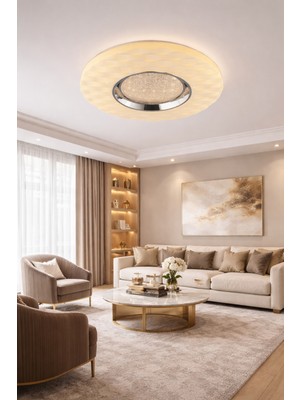 Esslight Bagel 50 cm LED Plafonyer Avize 3 Renk Işık Modlu (Beyaz / Sarı / Gün Işığı)