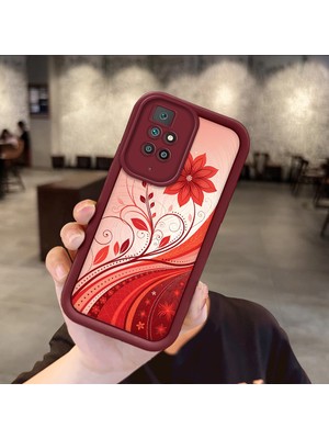 HONTINGA Xiaomi Redmi 10 2022 ile Uyumlu Kılıfı Düşüme Önleyici Basitlik Anti Düşme Kamera Korumali Güzel Çiçek Bordo Desen Yumuşak Silikon Telefon Kılıfı Kadın ve Erkek Için Uygundur K2-7127