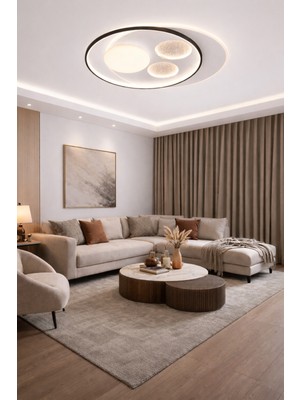 ESSLİGHT OSCAR 50 CM PLAFONYER LED AVİZE 3 RENK IŞIK MODLU (BEYAZ SARI GÜN IŞIĞI) SALON OTURMA ODASI YATAK ODASI OFİS