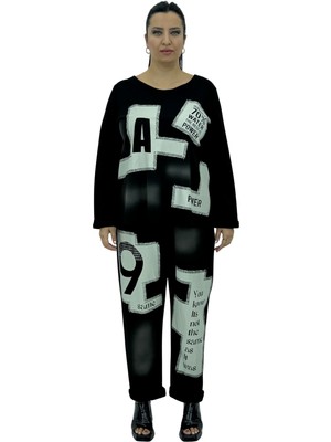 Büyük Beden Salaş Yazı Baskılı Alt Üst Ikili Takım Türk Malı Darkman