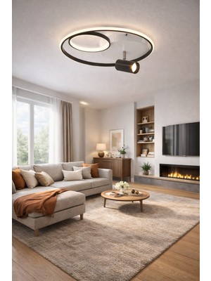 ESSLİGHT AÇELYA 45 CM SPOTLU PLAFONYER LED AVİZE 3 RENK IŞIK MODLU (BEYAZ SARI GÜN IŞIĞI)