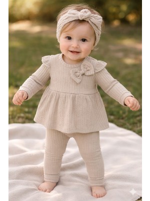 Fiyonklu Esnek Kumaş 2 Li Kız Bebek Takım