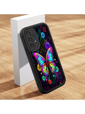HONTINGA Samsung Galaxy A13 4g ile Uyumlu Kılıfı Düşüme Önleyici Basitlik Anti Düşme Kamera Korumali Güzel Kelebek Siyah Desen Yumuşak Silikon Telefon Kılıfı Kadın ve Erkek Için Uygundur K2-0251