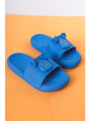 Craftique Mavi Erkek Çocuk Terlik Kaydırmaz Tabanlı Hayvan Figürlü Kreş Havuz Günlük Yaz Ayakkabı