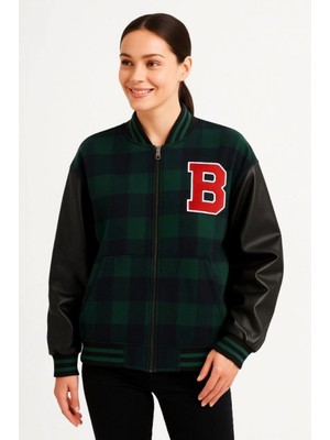 Marsilyan- Kolları Suni Deri Içi Astarlı Oduncu Kolej Içi Ceket - Haki