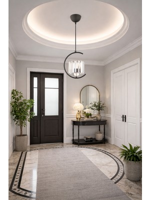 ESSLİGHT EFTAL TEKLİ SİYAH SARKIT AVİZE (KRİSTAL TAŞLI) MODERN DEKORATİF AYDINLATMA