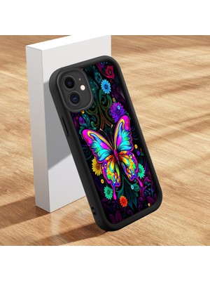 HONTINGA iPhone 12 ile Uyumlu Kılıfı Düşüme Önleyici Basitlik Anti Düşme Kamera Korumali Güzel Kelebek Siyah Desen Yumuşak Silikon Telefon Kılıfı Kadın ve Erkek Için Uygundur K2-0251