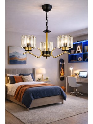 ESSLİGHT AYLA 3 LÜ SARKIT AVİZE KRİSTAL TAŞLI MODERN DEKORATİF AYDINLATMA