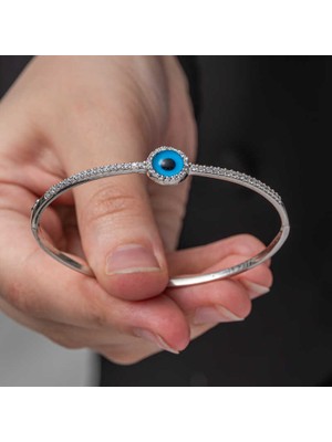 Erseyy 925 Ayar Gümüş Nazarlı Göz Kadın Bilezik