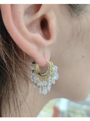 Mistik Silver Çok Taşlı Sallantılı Gümüş Küpe | 925 Ayar Şık ve Göz Alıcı Kadın Küpesi - Rodyum Renk