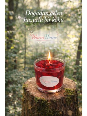 Warmhome Studio Ahududu Kokulu Jel Mum & Soya Wax El Yapımı Dekoratif Mum