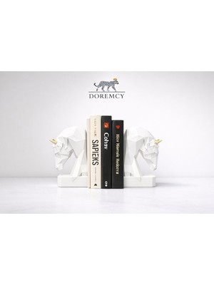 Doremcy Kübik At Başı Kitap Tutacağı Biblo 10X19 cm | Dekoratif Kitap Desteği | Gold – Gümüş – Siyah – Beyaz