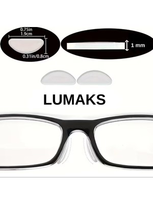 Lumaks Ultra Ince Silikon Gözlük Burunluğu Kaymaz, Şeffaf, 1 mm Gözlük Burun Pedi Şeffaf (1 Çift)