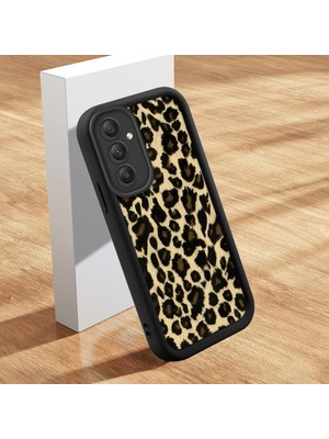 HONTINGA Samsung Galaxy A34 5g ile Uyumlu Kılıfı Düşüme Önleyici Basitlik Anti Düşme Kamera Korumali Pardalı Siyah Desen Yumuşak Silikon Telefon Kılıfı Kadın ve Erkek Için Uygundur K2-0237