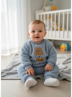 Butik Erkek Bebek Peluş Alt - Üst 2'li Takım