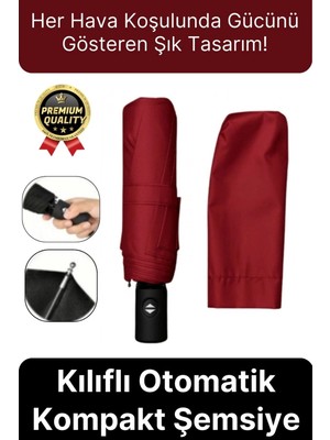 Svein Özel Üretim Rüzgara Dayanıklı Su Geçirmez Konforlu Sağlam 8 Telli Kılıflı Otomatik Kompakt Şemsiye