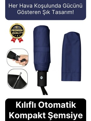 Svein Özel Üretim Rüzgara Dayanıklı Su Geçirmez Konforlu Sağlam 8 Telli Kılıflı Otomatik Kompakt Şemsiye