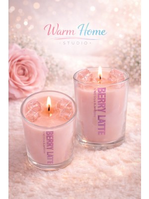 Warm Home Studio Berry Latte Kokulu Mum | Soya Wax & Jel Mum | 190CC | Ev Dekoru