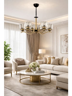 ESSLİGHT AYLA 5 Lİ SARKIT AVİZE KRİSTAL TAŞLI MODERN DEKORATİF AYDINLATMA