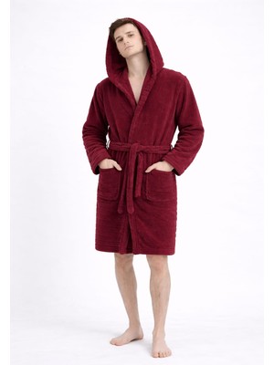 Caspara Premium Erkek Kapüşonlu Bornoz - Wellsoft Peluş , Ultra Yumuşak & Sıcak Tutan Sabah Akşam Bornozu
