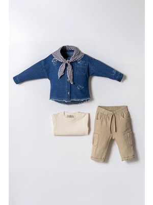 Miniğimin Cicileri Minigimin Cicileri Sevimli Figürlü Denim Gömlek 4'lü Erkek Çocuk Takım - Açık Mavi