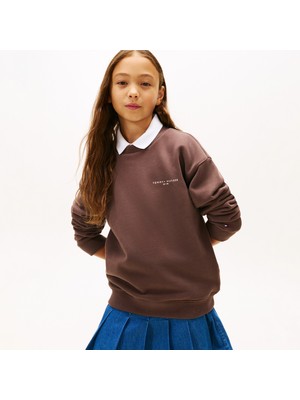 Tommy Hilfiger Mini Corp C-Neck Çocuk Kahverengi Sweatshirt.gw1