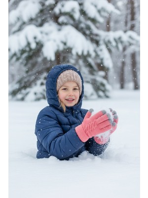 Kitti Kız Çocuk Örme Yün Eldiven 6-12 Yaş