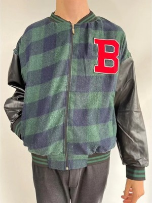 Marsilyan- Erkek Pötikare Desen Nakışlı Kolej Ceket - Haki