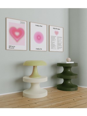Pam Studio Affirmation Poster Seti 3’lü – Pozitif Enerji, Pembe Kalp, Motivasyon Yazılı Tablo