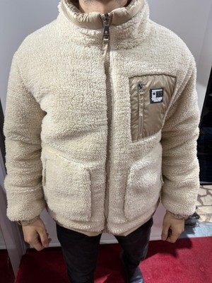 Pelüş Astarlı Kışlık Mont Krem