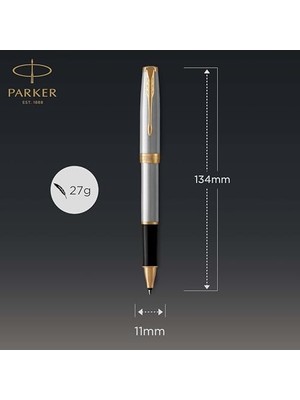 Storemax Paslanmaz Çelik Altın Tasarımlı Roller Kalem, Ince Uç, Siyah Mürekkep