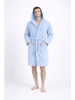 Caspara Premium Erkek Kapüşonlu Bornoz - Wellsoft Peluş , Ultra Yumuşak & Sıcak Tutan Sabah Akşam Bornozu