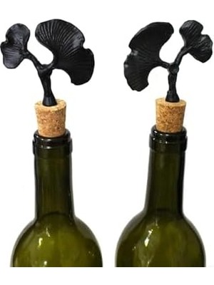 Siyah Figürlü 2 Adet Mantar Tıpa - Şarap Yağdanlık Şişe