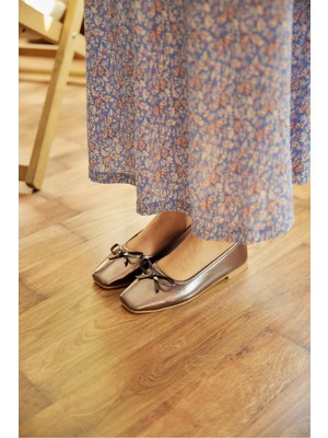 Milaya Shoes Lara Kelebek Desenli Kadın Babet Ayakkabı
