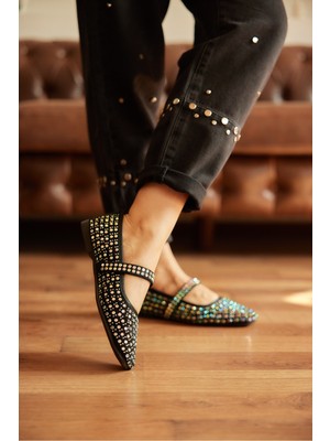 Milaya Shoes Nova Taşlı Kadın Babet Ayakkabı