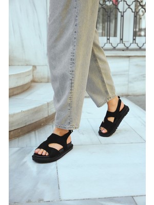 Milaya Shoes Flora Yazlık Süet Kadın Sandalet