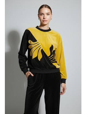 S&G Gelinlik Kadife Yaprak Işlemeli Bayan Eşofman Takımı